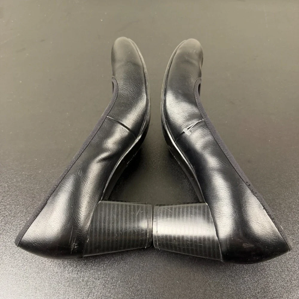 Naturalizer Naomi Pumps Women 9.5M Black Leather Block Heel Comfort Shoes Career